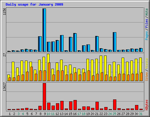 Daily usage for January 2009