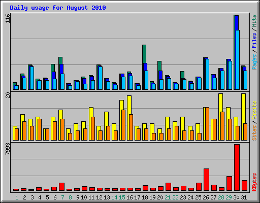 Daily usage for August 2010