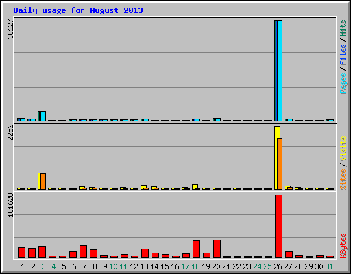 Daily usage for August 2013