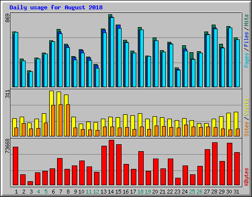 Daily usage for August 2018