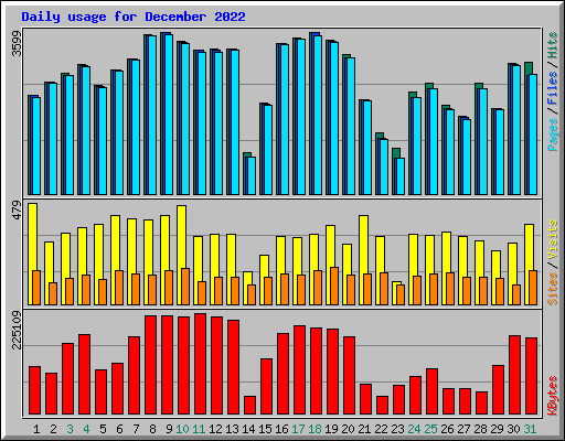 Daily usage for December 2022