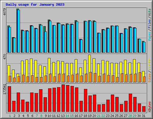 Daily usage for January 2023