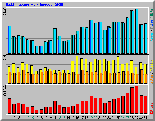 Daily usage for August 2023
