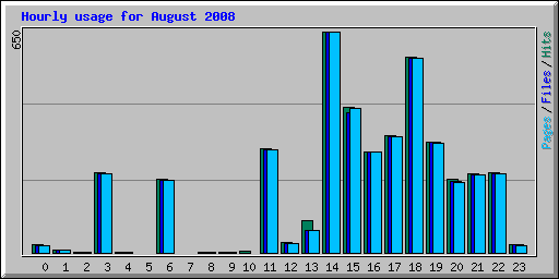 Hourly usage for August 2008