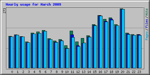 Hourly usage for March 2009