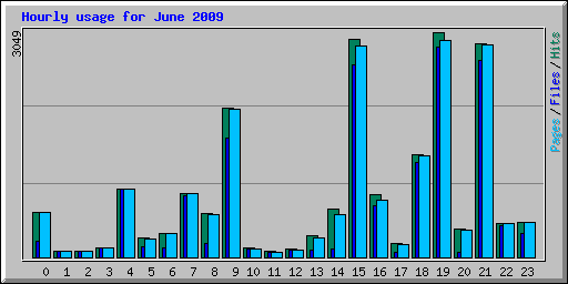 Hourly usage for June 2009