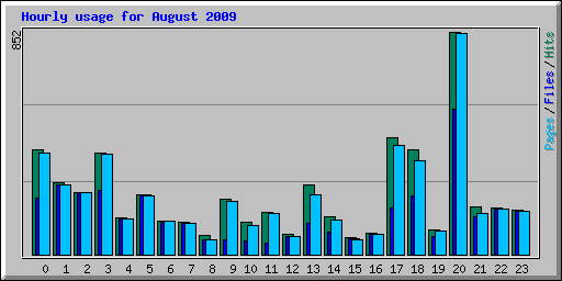 Hourly usage for August 2009