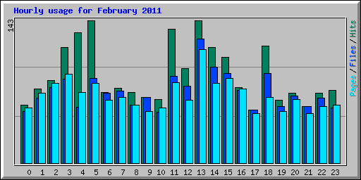 Hourly usage for February 2011