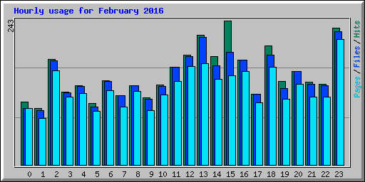 Hourly usage for February 2016