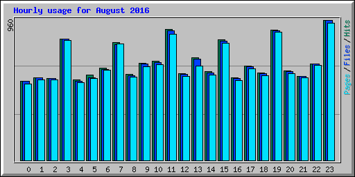 Hourly usage for August 2016