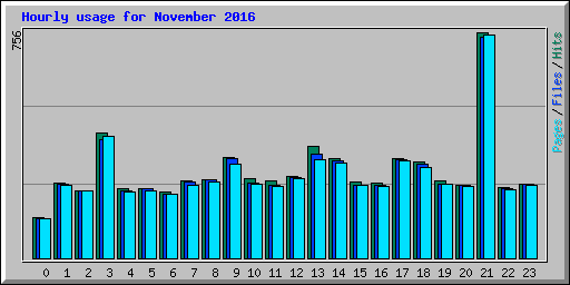 Hourly usage for November 2016