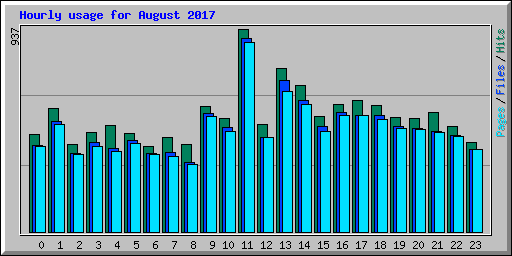 Hourly usage for August 2017